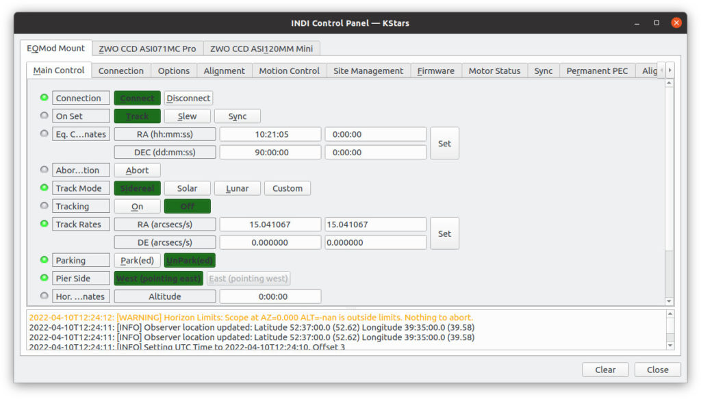 INDI Control panel